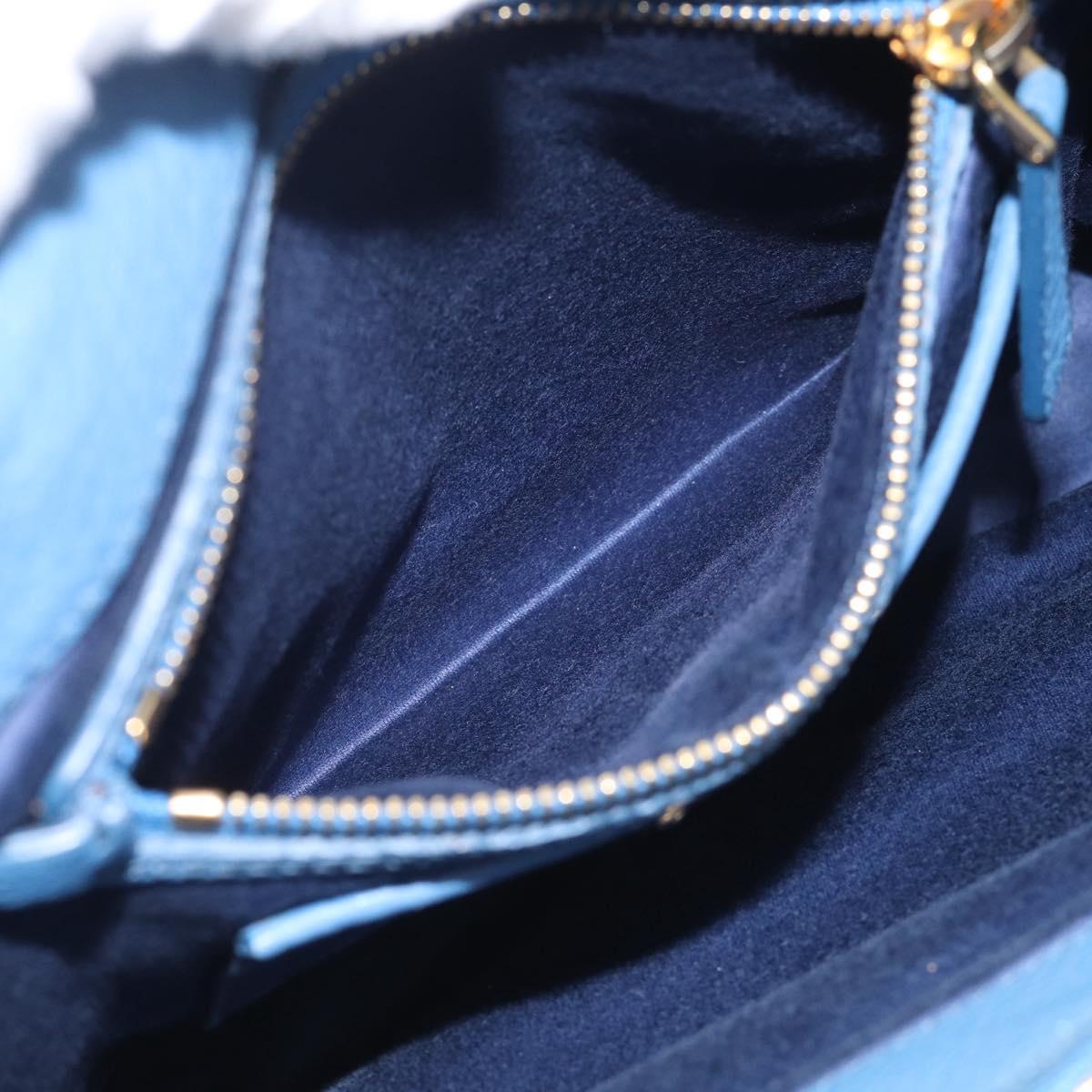 Miu Miu Vittello Caribbean Hand Bag Leather Blue Gold Tone RN0757 Auth am13055A
