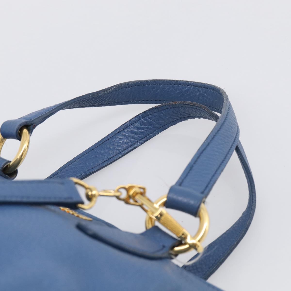 Miu Miu Vittello Caribbean Hand Bag Leather Blue Gold Tone RN0757 Auth am13055A