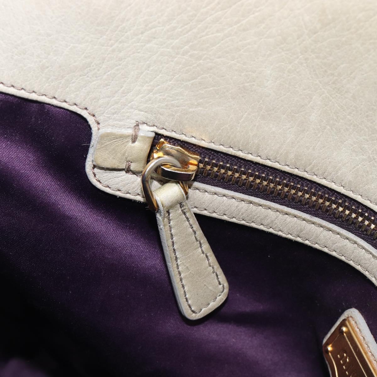Miu Miu Vitello Lux Side Ribbon Hand Bag Leather Greige Gold Tone Auth am13057A