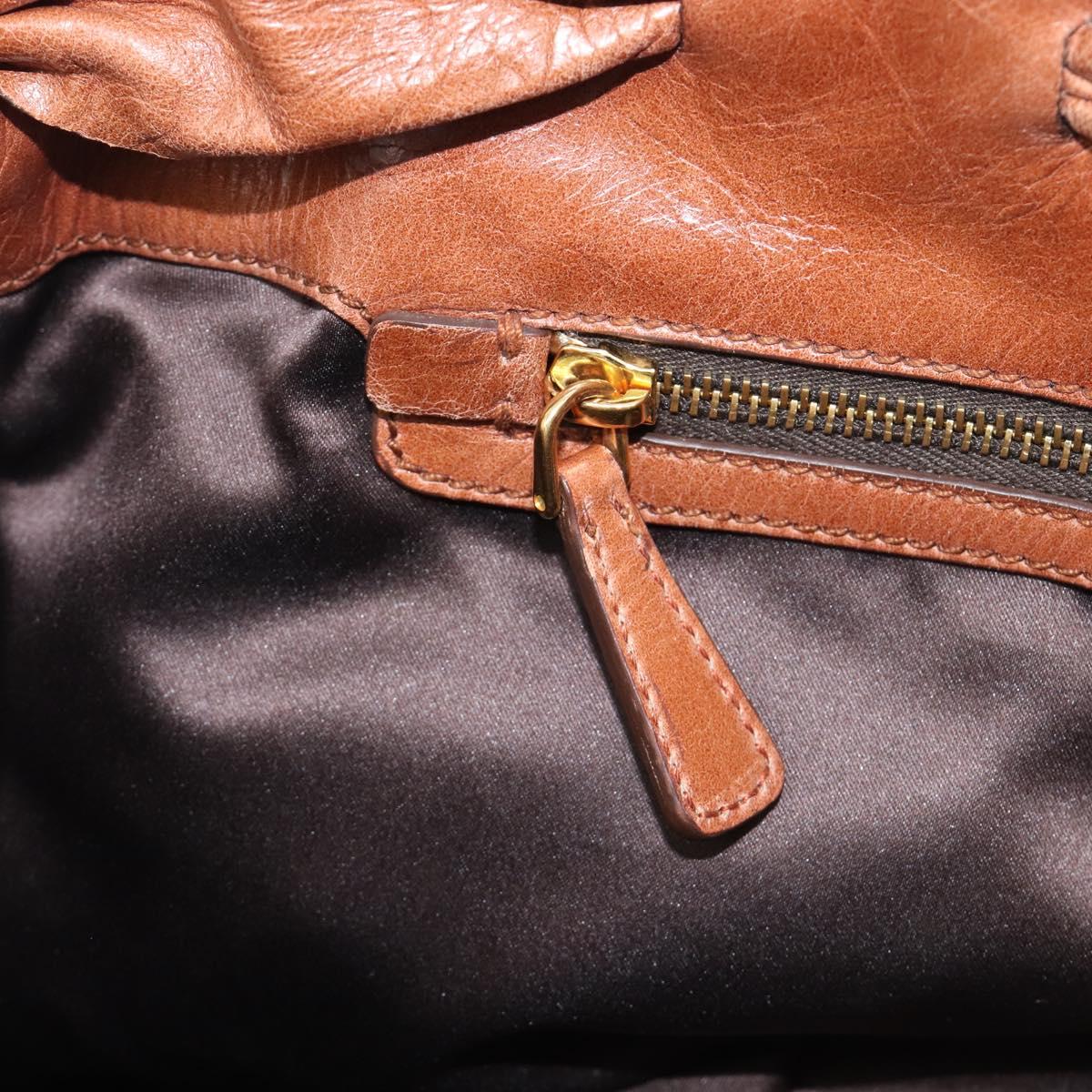 Miu Miu Side Ribbon Shoulder Bag Leather Brown Gold Tone Auth am13058V