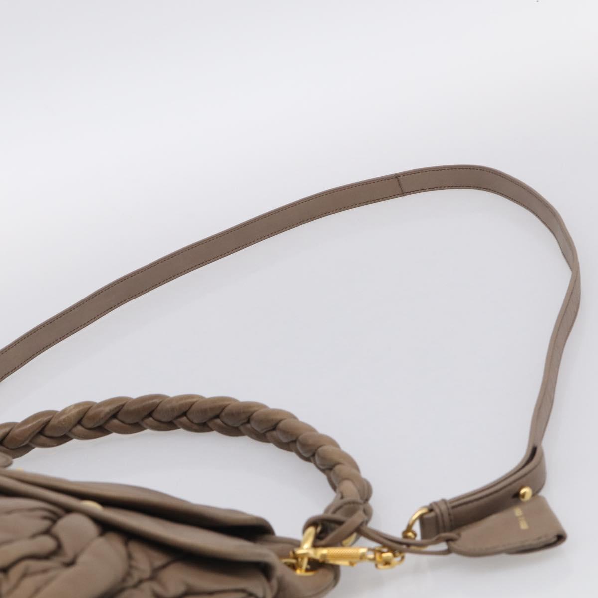 Miu Miu Matelasse Lady Rock Hand Bag Leather Beige Gold Tone Auth am13059A