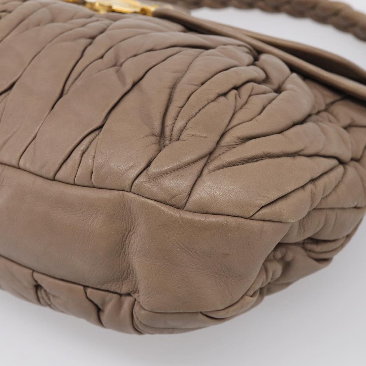 Miu Miu Matelasse Lady Rock Hand Bag Leather Beige Gold Tone Auth am13059A