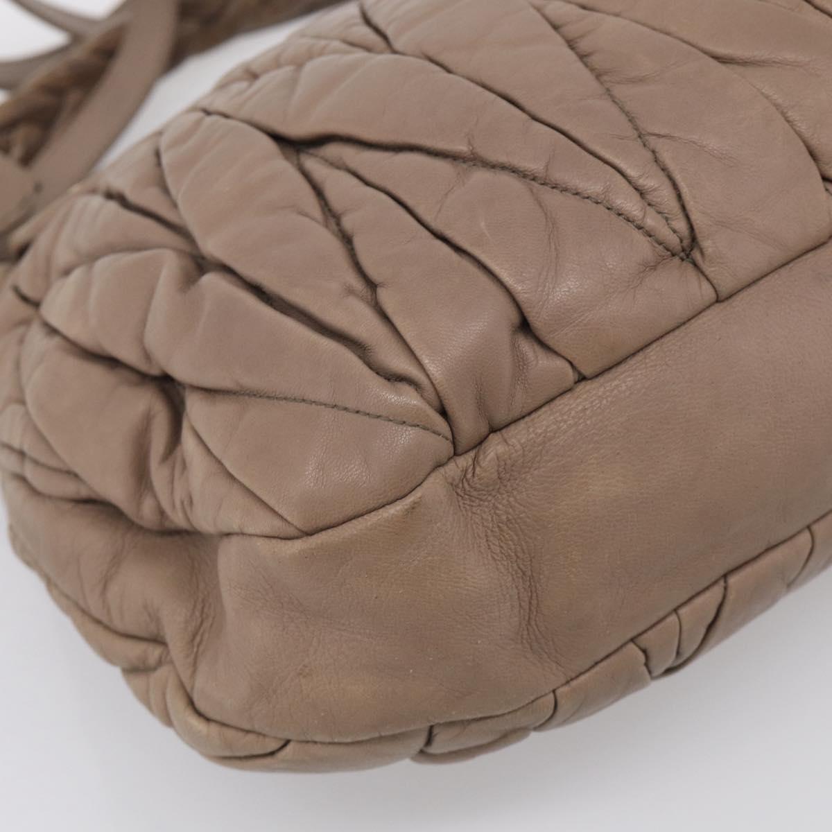 Miu Miu Matelasse Lady Rock Hand Bag Leather Beige Gold Tone Auth am13059A