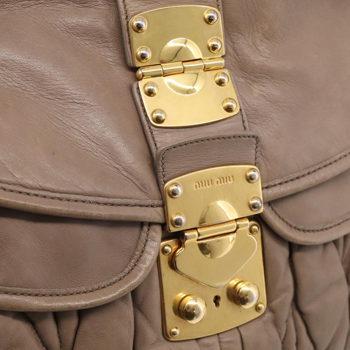 Miu Miu Matelasse Lady Rock Hand Bag Leather Beige Gold Tone Auth am13059A