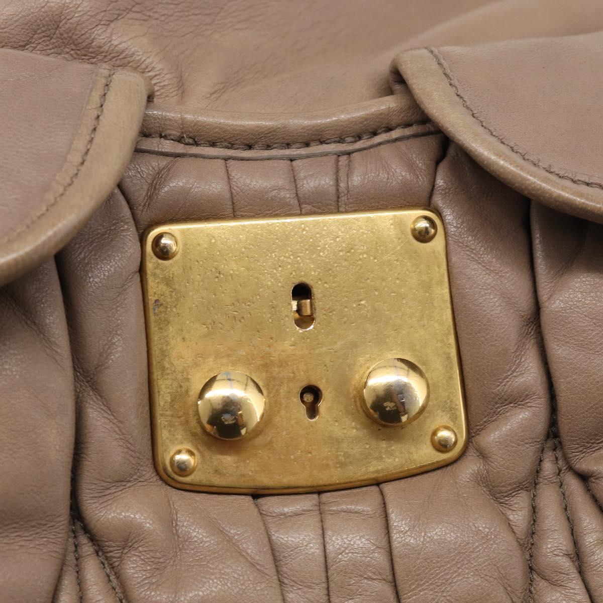 Miu Miu Matelasse Lady Rock Hand Bag Leather Beige Gold Tone Auth am13059A