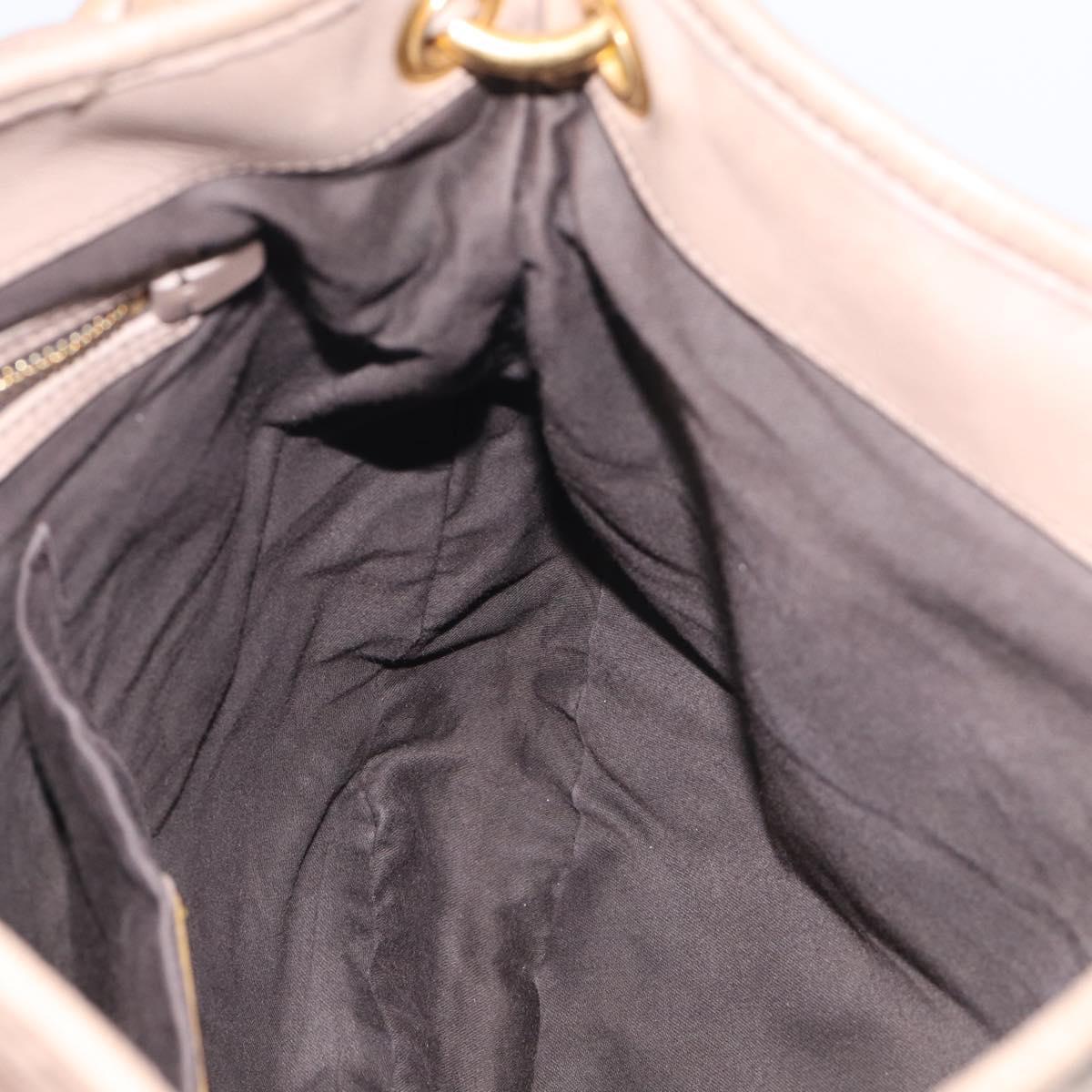 Miu Miu Matelasse Lady Rock Hand Bag Leather Beige Gold Tone Auth am13059A