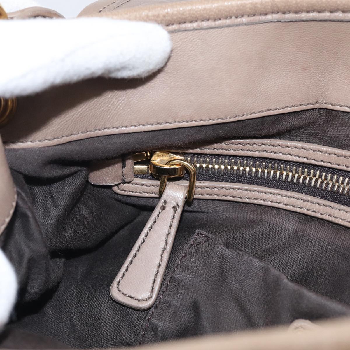 Miu Miu Matelasse Lady Rock Hand Bag Leather Beige Gold Tone Auth am13059A
