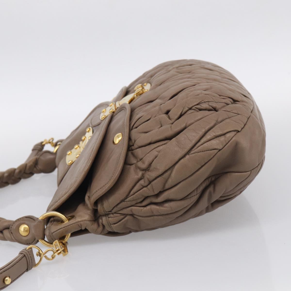 Miu Miu Matelasse Lady Rock Hand Bag Leather Beige Gold Tone Auth am13059A