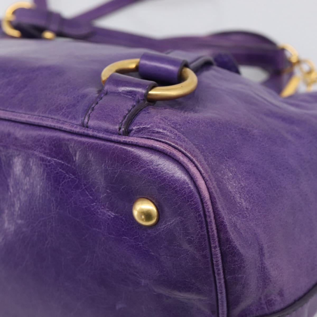 Miu Miu Hand Bag Leather Purple Gold Tone RN0685 Auth am13060V