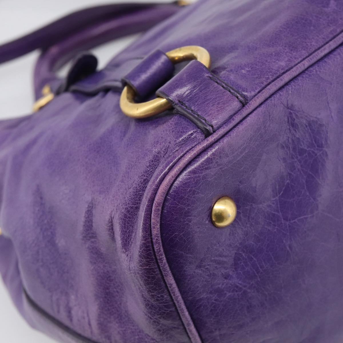 Miu Miu Hand Bag Leather Purple Gold Tone RN0685 Auth am13060V