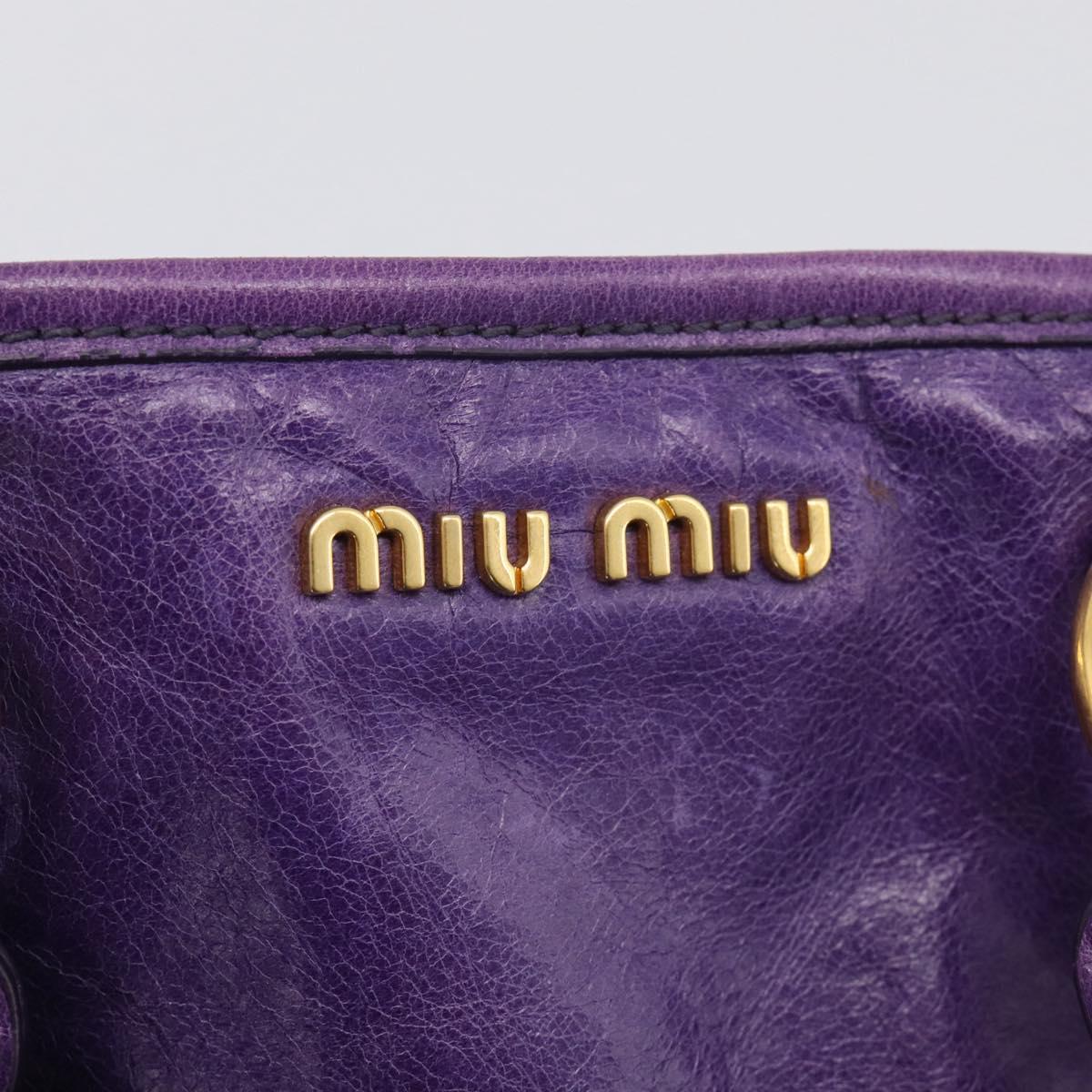 Miu Miu Hand Bag Leather Purple Gold Tone RN0685 Auth am13060V