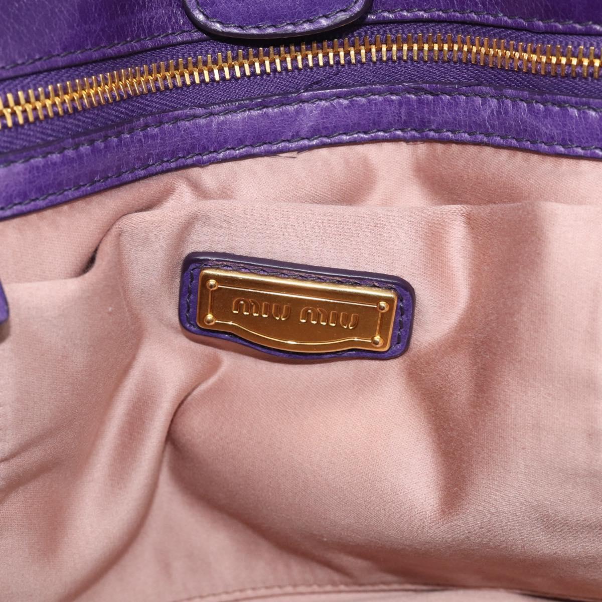Miu Miu Hand Bag Leather Purple Gold Tone RN0685 Auth am13060V