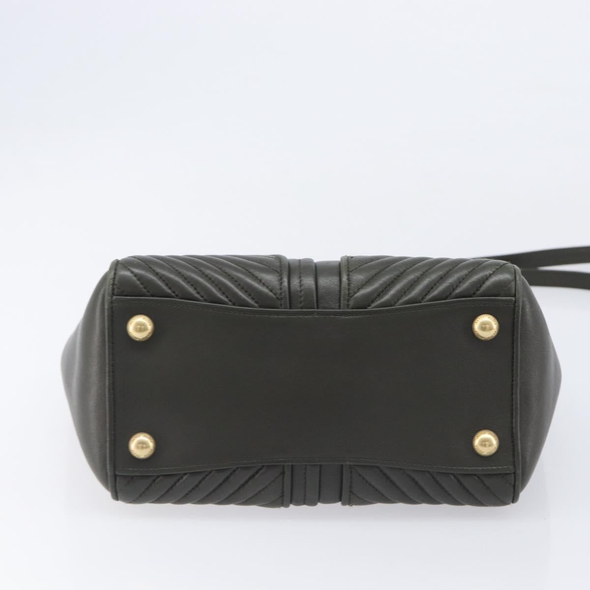 Miu Miu Biker Hand Bag Leather Khaki Gold Tone 5BA145 Auth am13062V