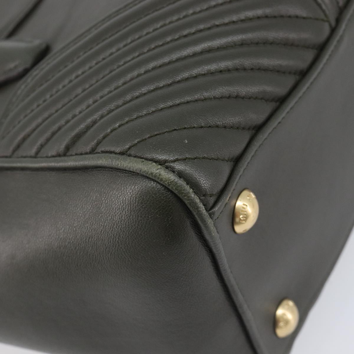 Miu Miu Biker Hand Bag Leather Khaki Gold Tone 5BA145 Auth am13062V