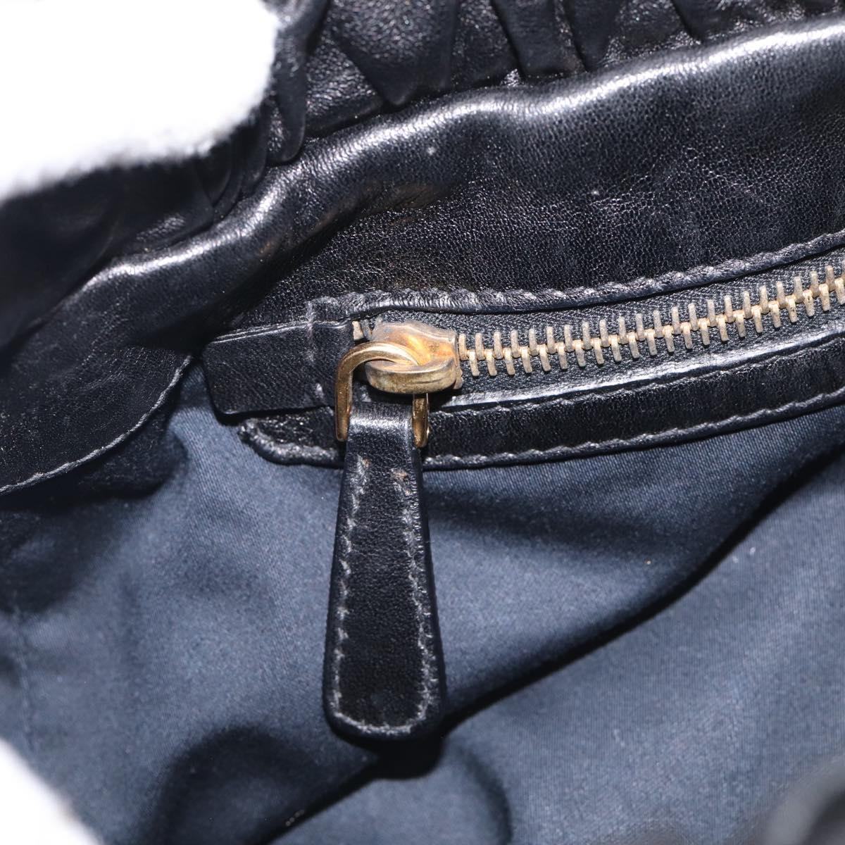 Miu Miu Side Ribbon Hand Bag Leather Black Gold Tone RT0383 Auth am13065V