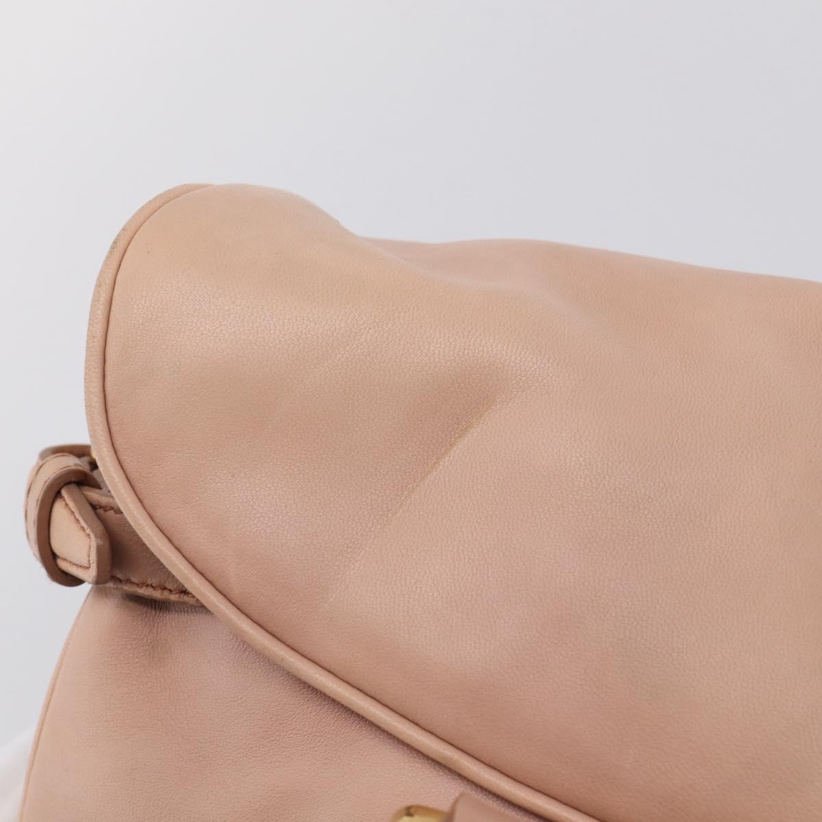 Miu Miu Turn Lock Flap Tote Bag Leather Pink Gold Tone Auth am13067V