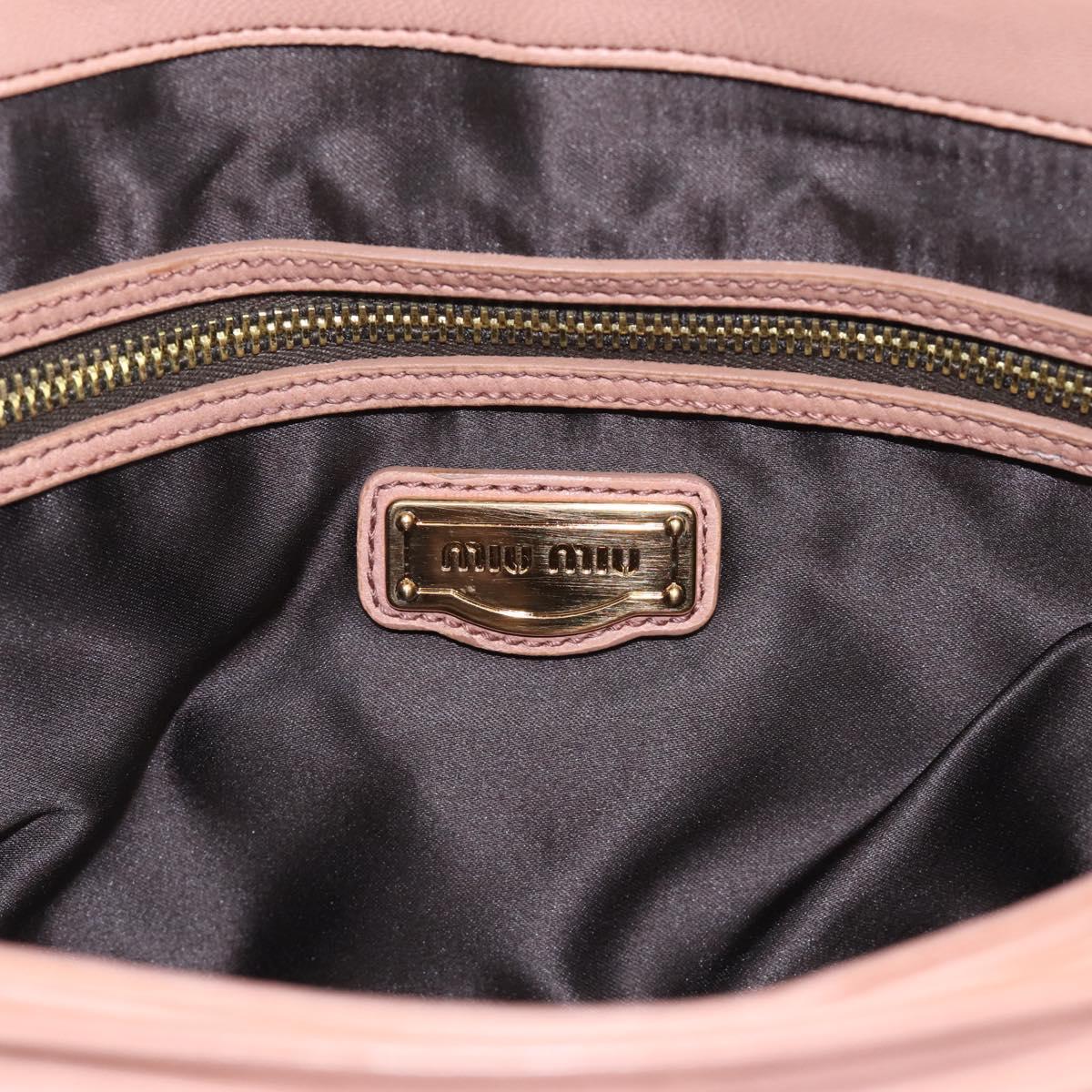 Miu Miu Turn Lock Flap Tote Bag Leather Pink Gold Tone Auth am13067V