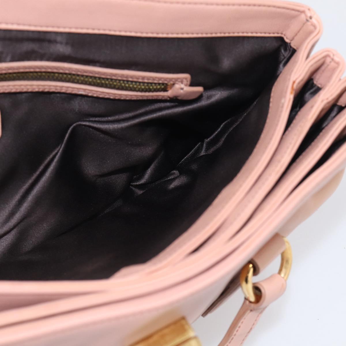 Miu Miu Turn Lock Flap Tote Bag Leather Pink Gold Tone Auth am13067V