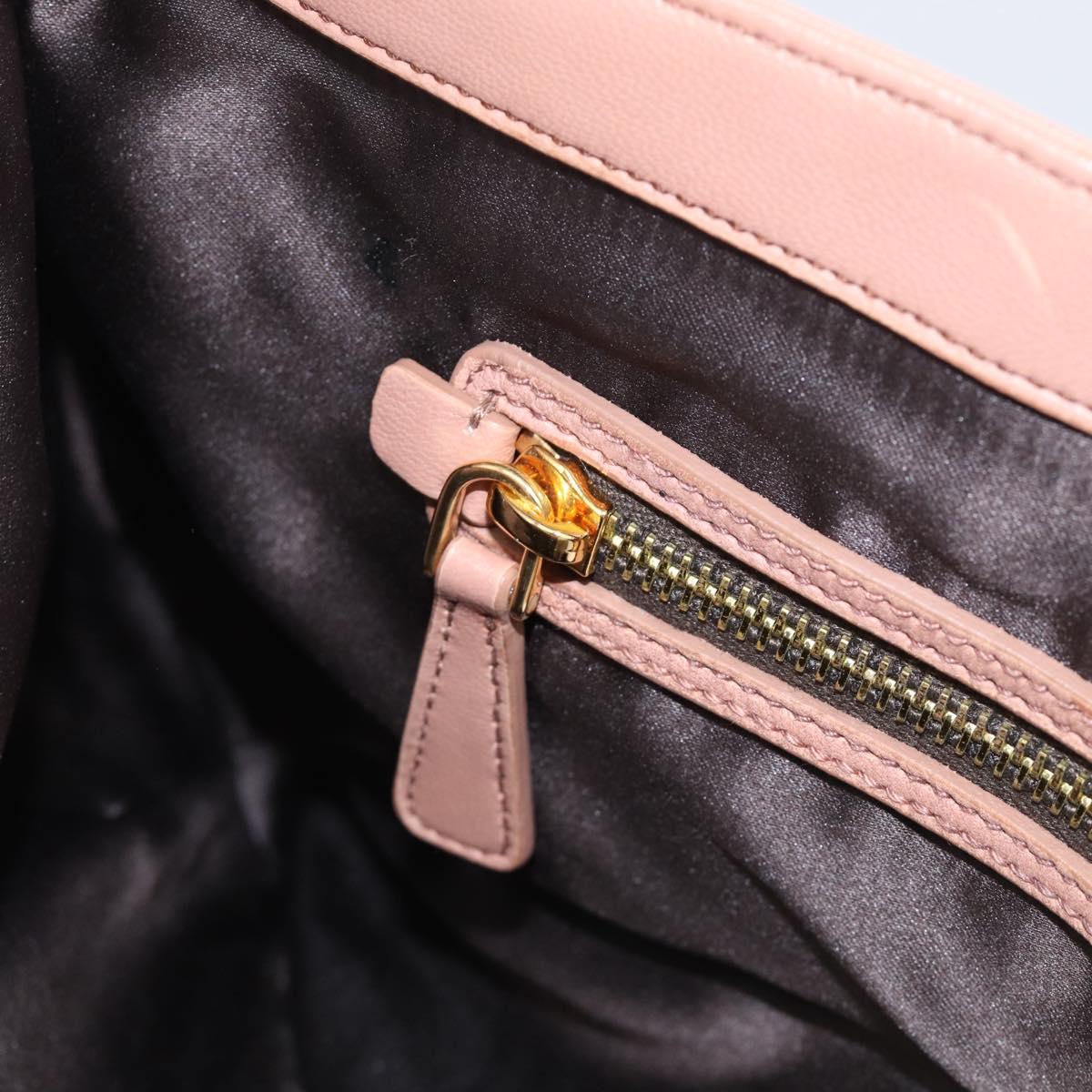 Miu Miu Turn Lock Flap Tote Bag Leather Pink Gold Tone Auth am13067V