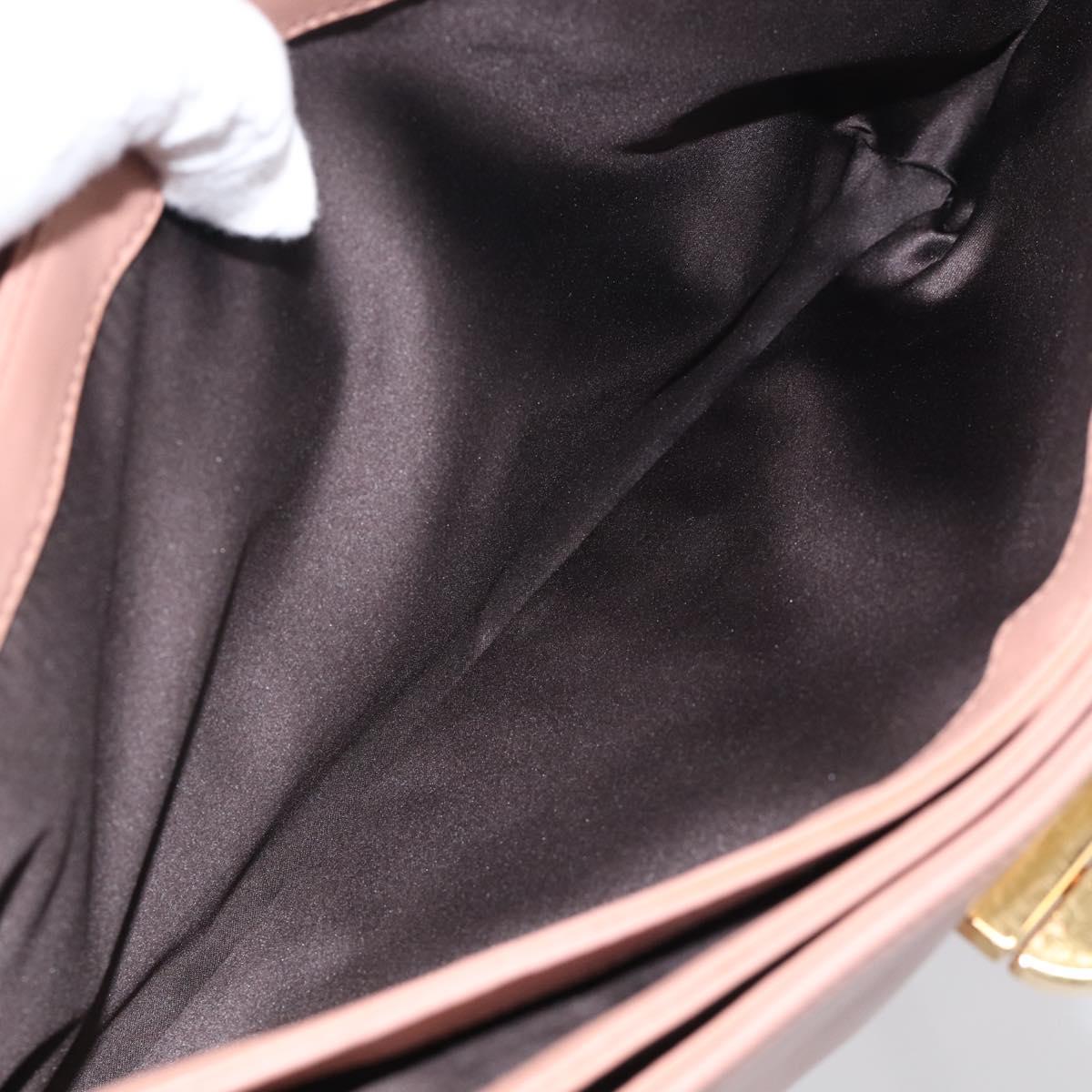 Miu Miu Turn Lock Flap Tote Bag Leather Pink Gold Tone Auth am13067V