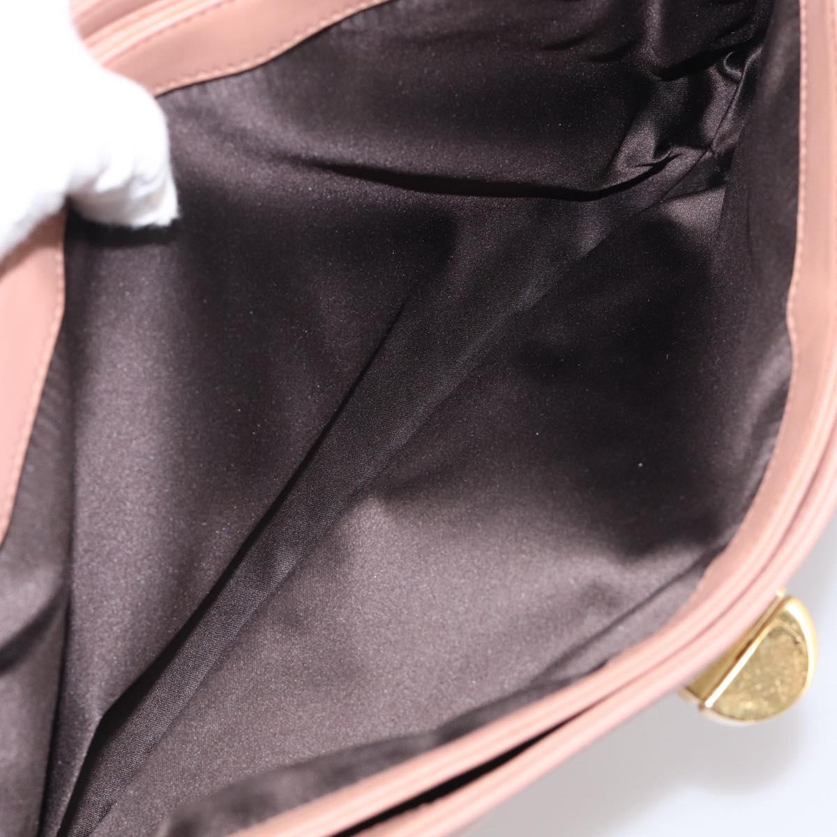 Miu Miu Turn Lock Flap Tote Bag Leather Pink Gold Tone Auth am13067V