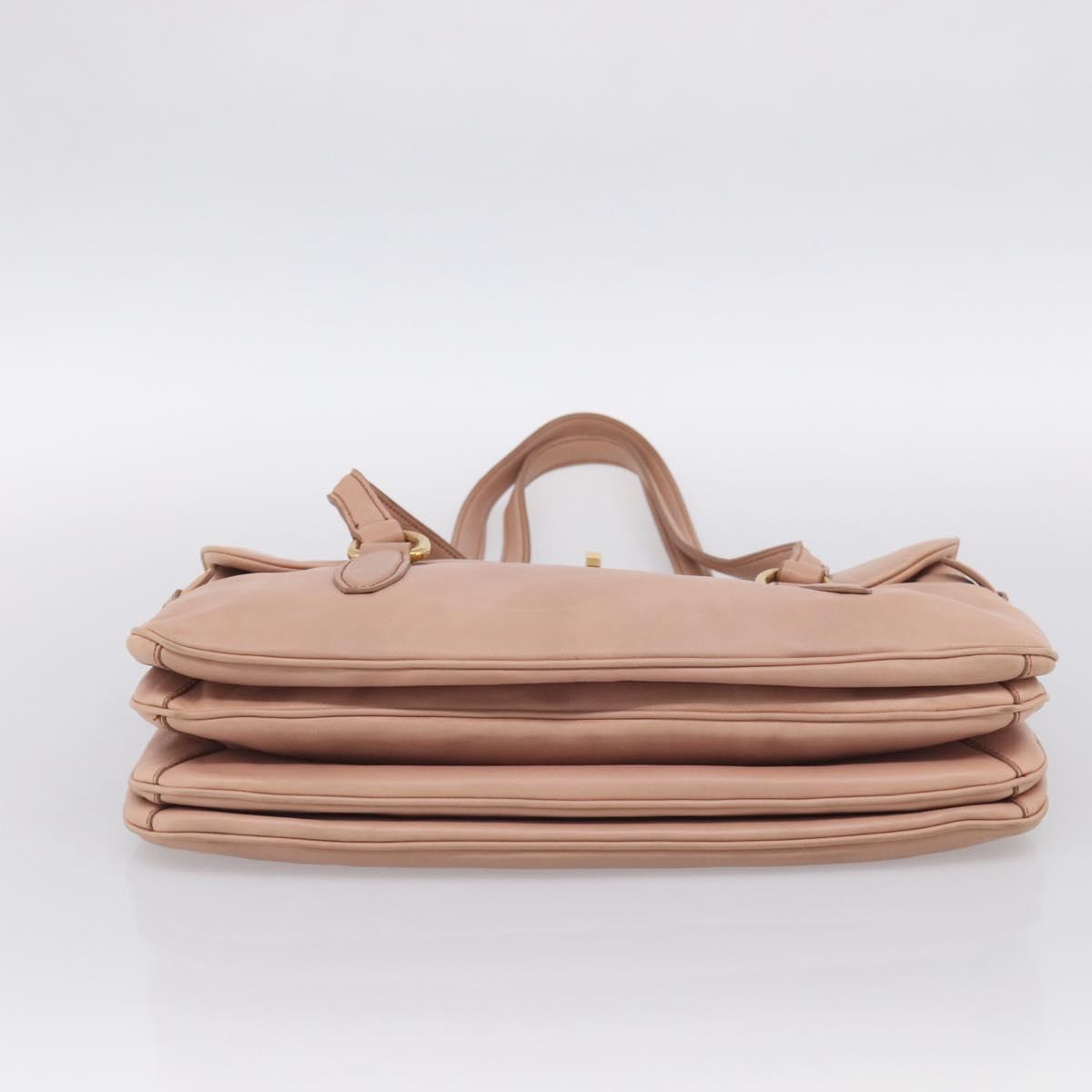 Miu Miu Turn Lock Flap Tote Bag Leather Pink Gold Tone Auth am13067V