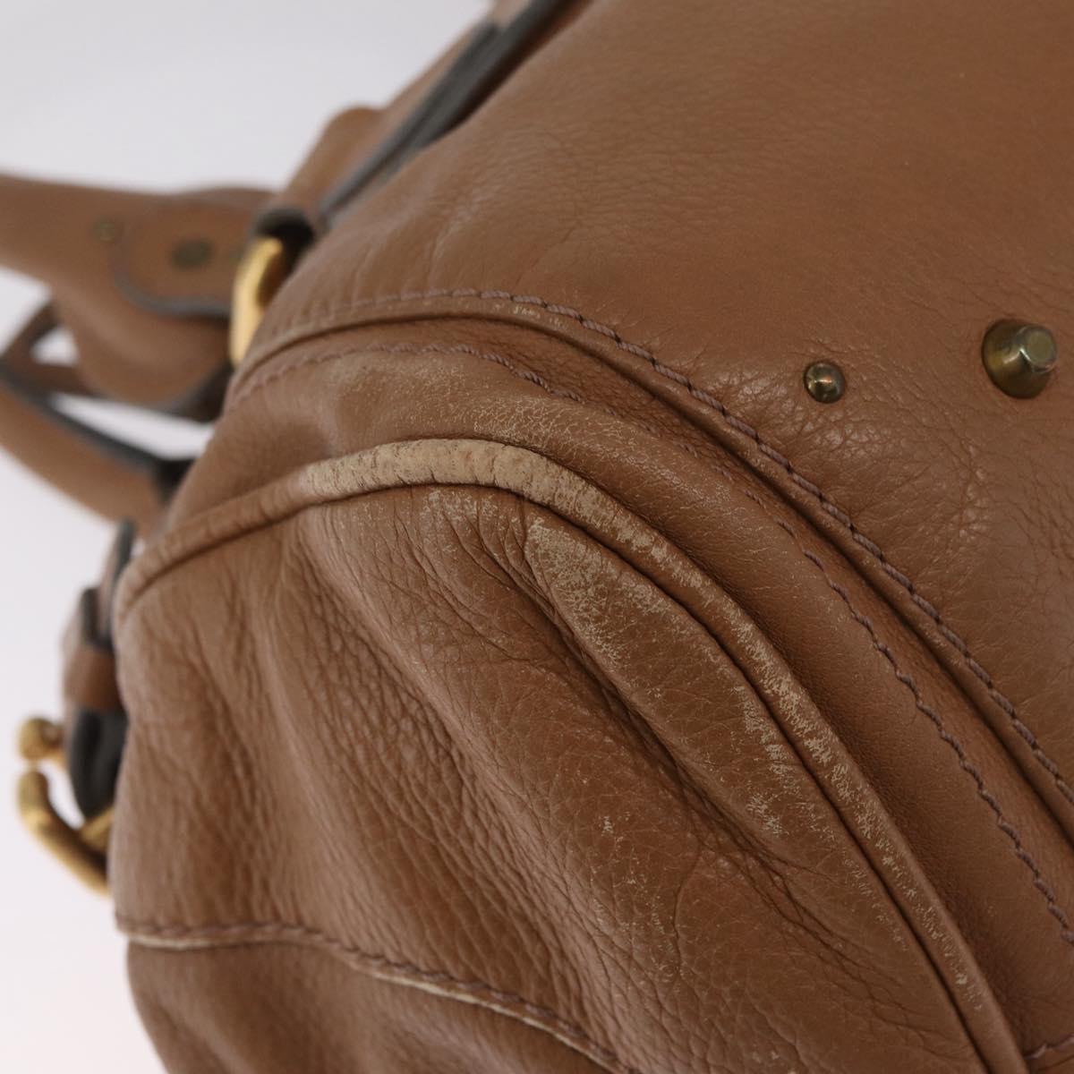 Chloe Paddington Hand Bag Leather Brown Gold Tone Auth am13070A
