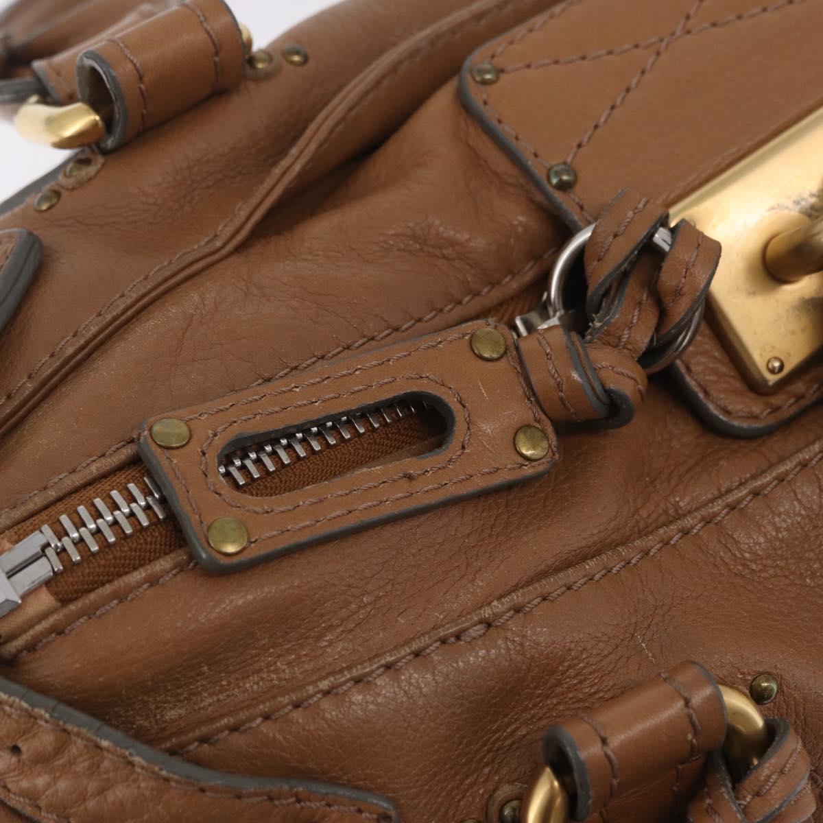 Chloe Paddington Hand Bag Leather Brown Gold Tone Auth am13070A