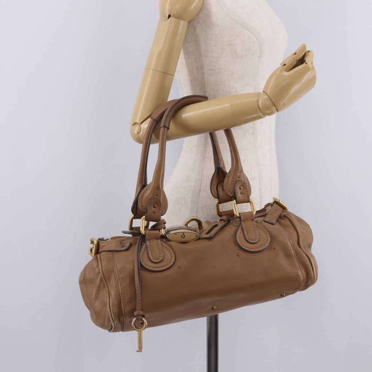 Chloe Paddington Hand Bag Leather Brown Gold Tone Auth am13070A