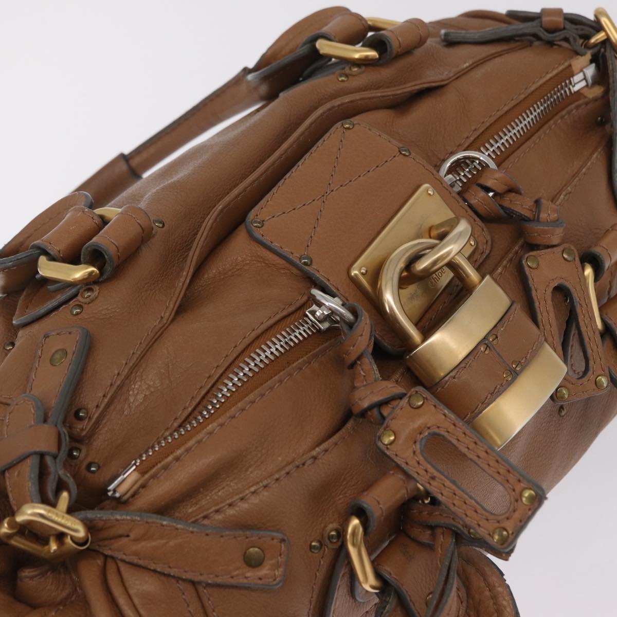 Chloe Paddington Hand Bag Leather Brown Gold Tone Auth am13070A