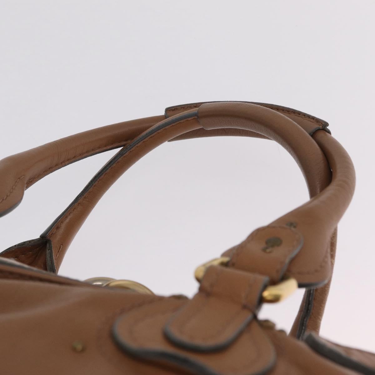 Chloe Paddington Hand Bag Leather Brown Gold Tone Auth am13070A