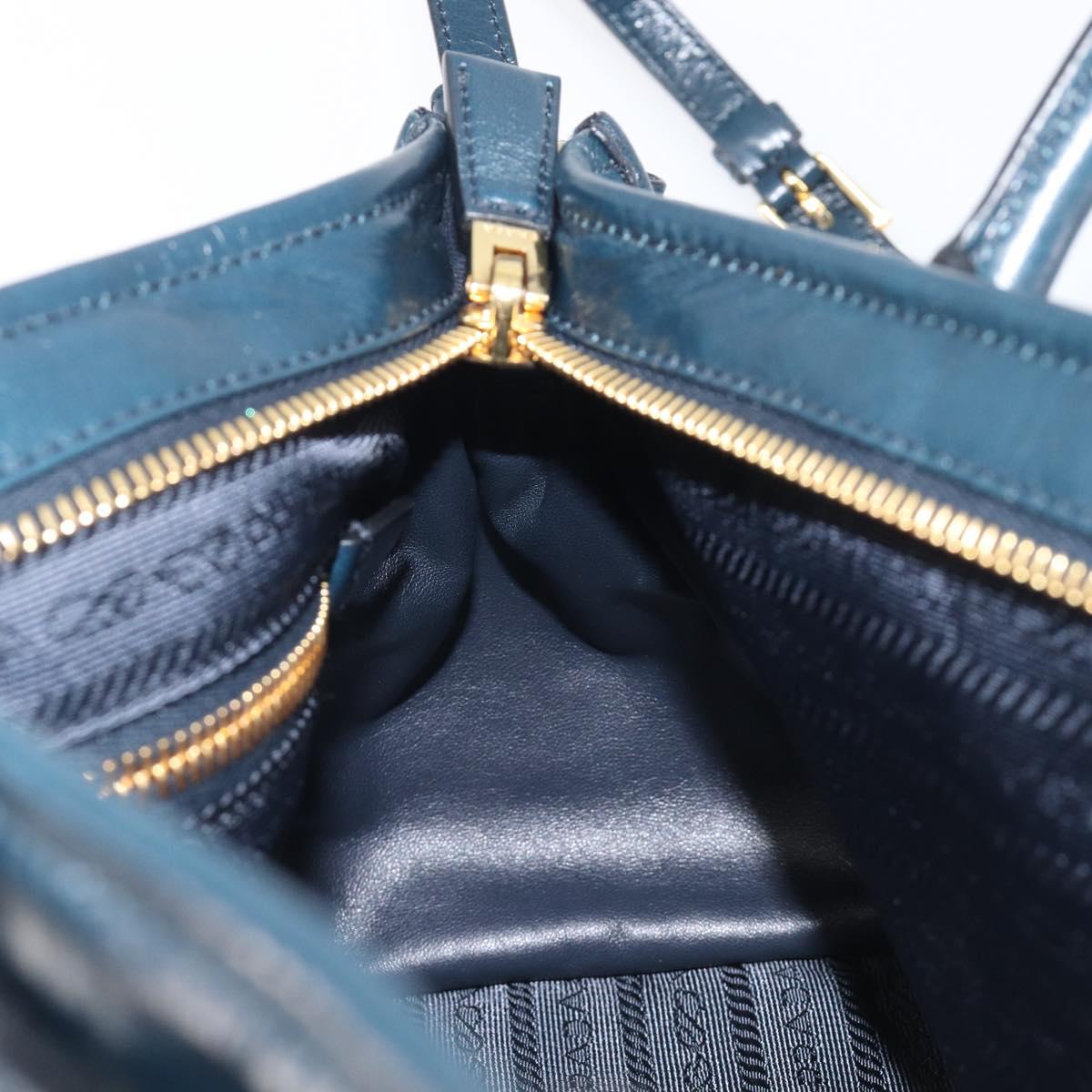 PRADA Bonnie Medium Shoulder Bag Leather Navy Gold Tone 1BA426 Auth am13071SAM