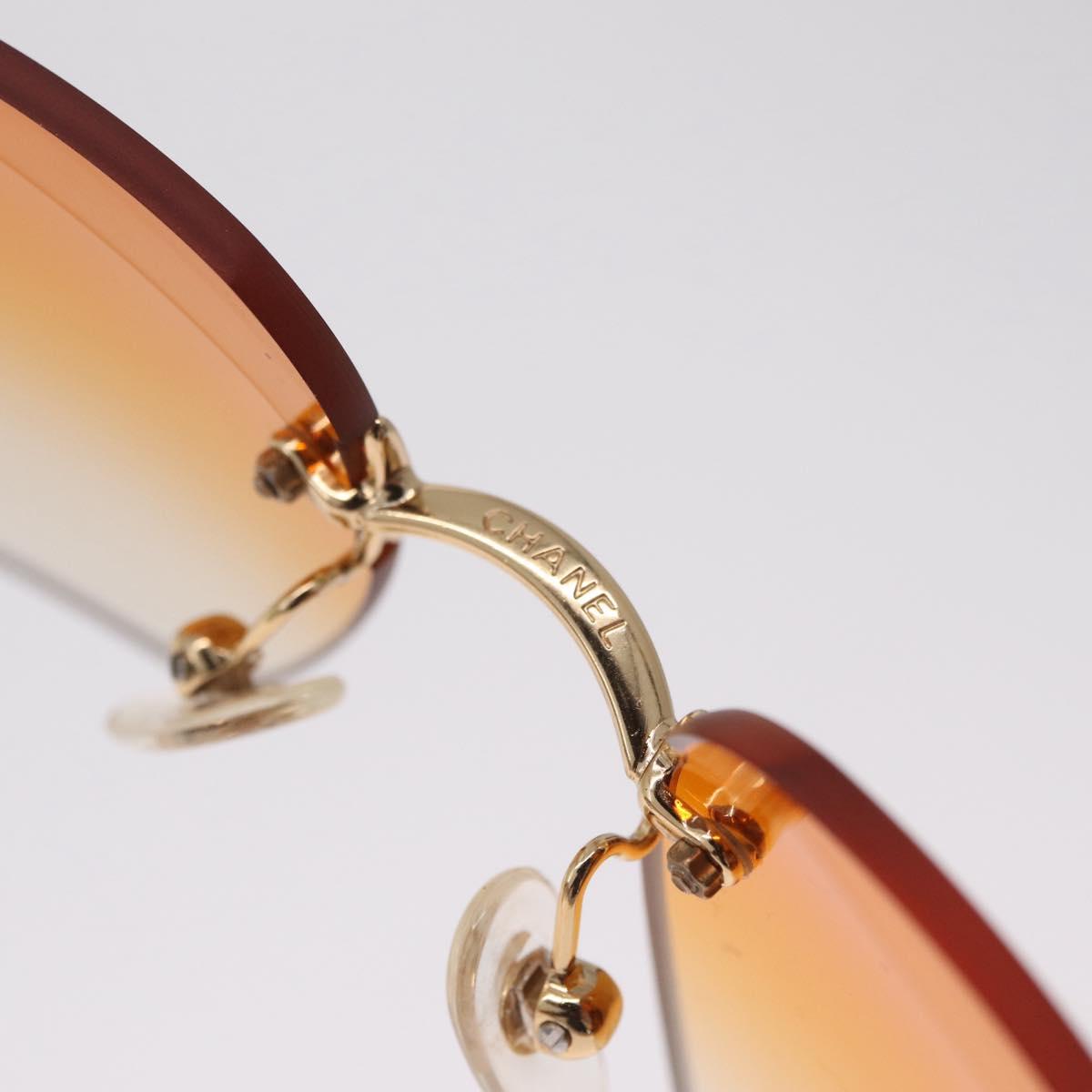 CHANEL Rhinestone COCO Mark Sunglasses Metal Orange Gold 4017 CC Auth am13072M