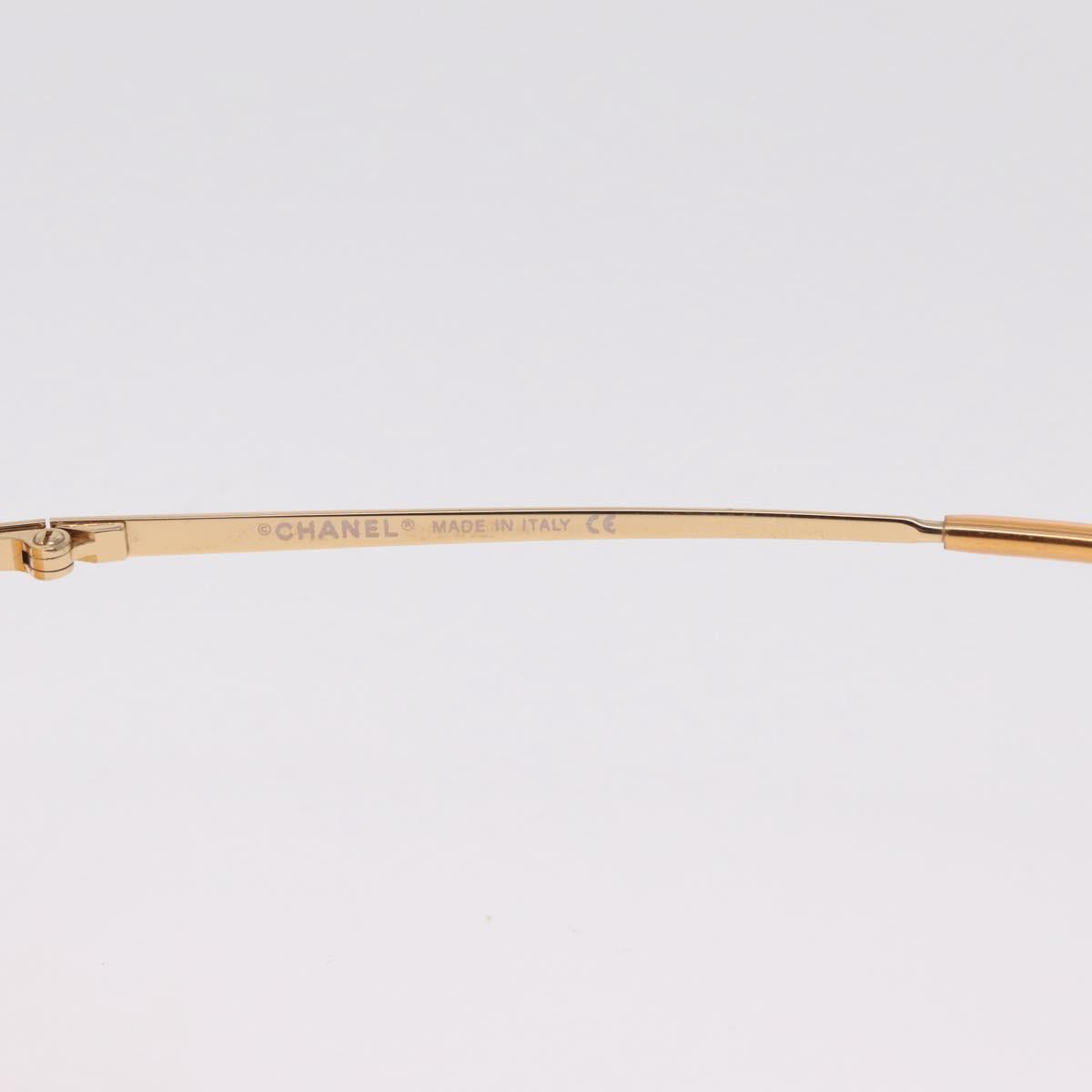 CHANEL Rhinestone COCO Mark Sunglasses Metal Orange Gold 4017 CC Auth am13072M