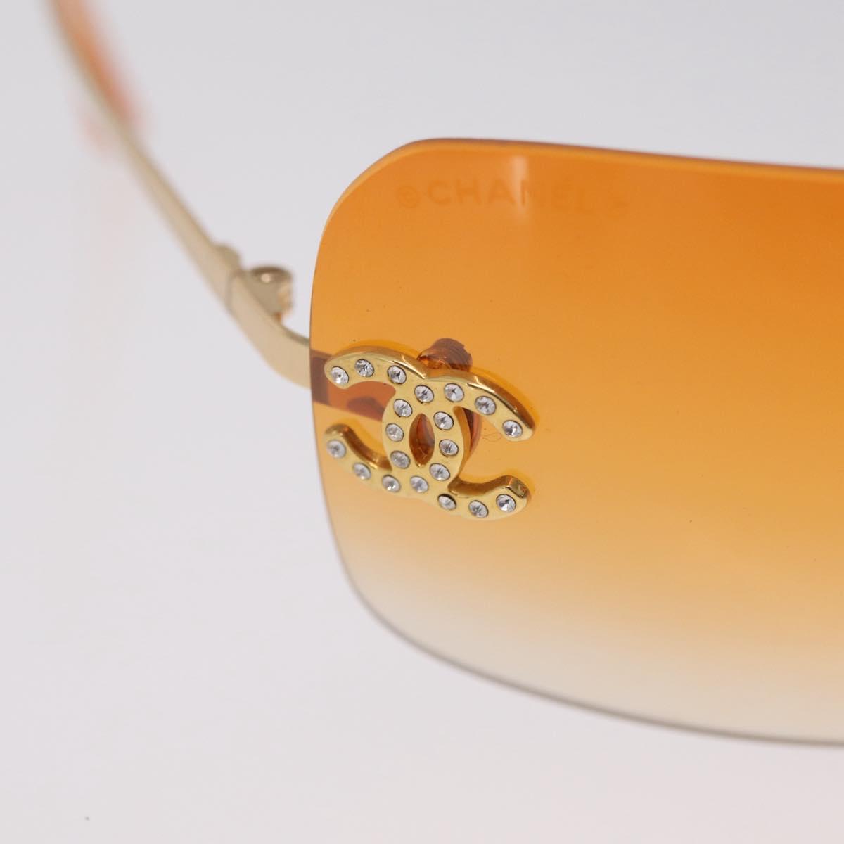 CHANEL Rhinestone COCO Mark Sunglasses Metal Orange Gold 4017 CC Auth am13072M