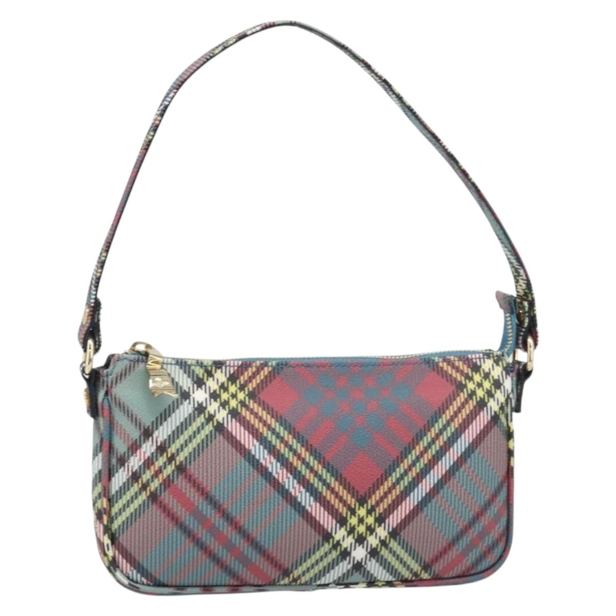 Vivienne Westwood Tartan Check Accessory Pouch PVC Multicolor Gold Auth am13076V