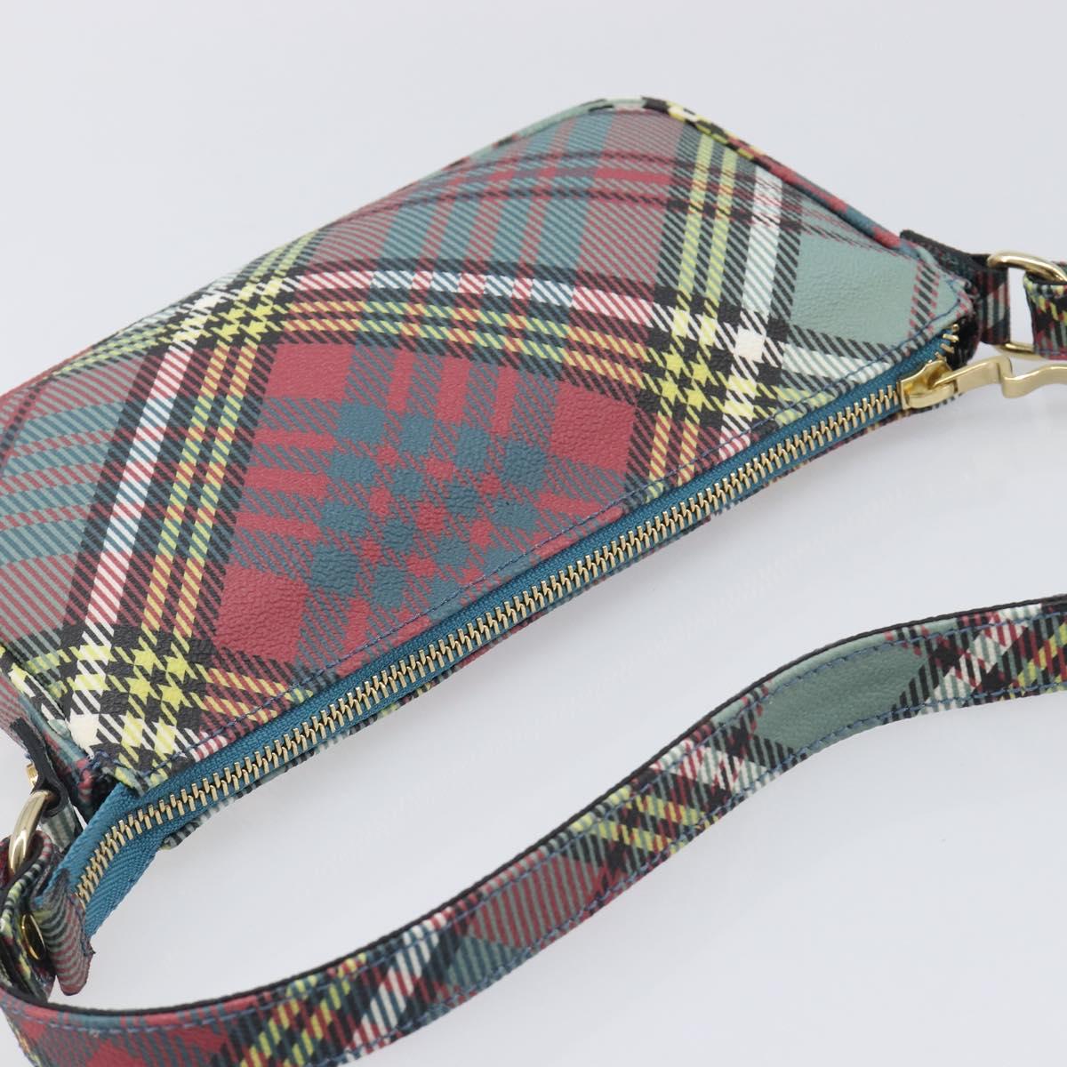 Vivienne Westwood Tartan Check Accessory Pouch PVC Multicolor Gold Auth am13076V