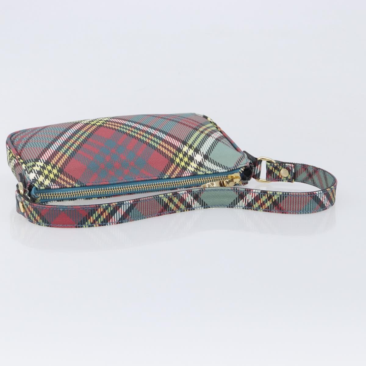 Vivienne Westwood Tartan Check Accessory Pouch PVC Multicolor Gold Auth am13076V