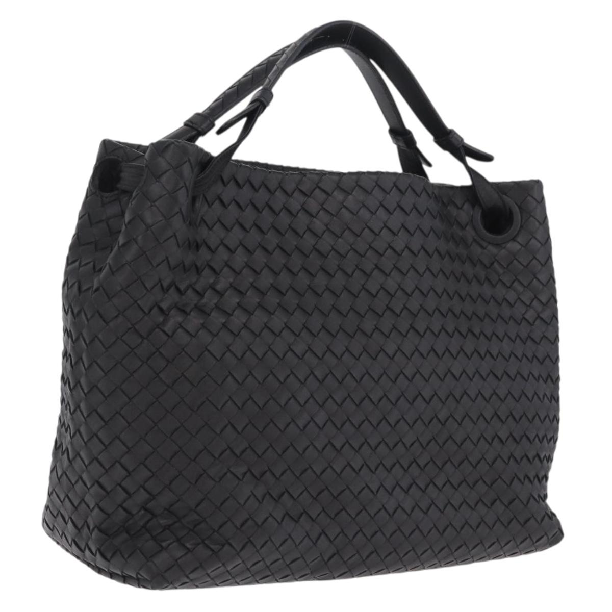 Bottega Veneta INTRECCIATO Garda Hand Bag Leather Black Auth am13078V