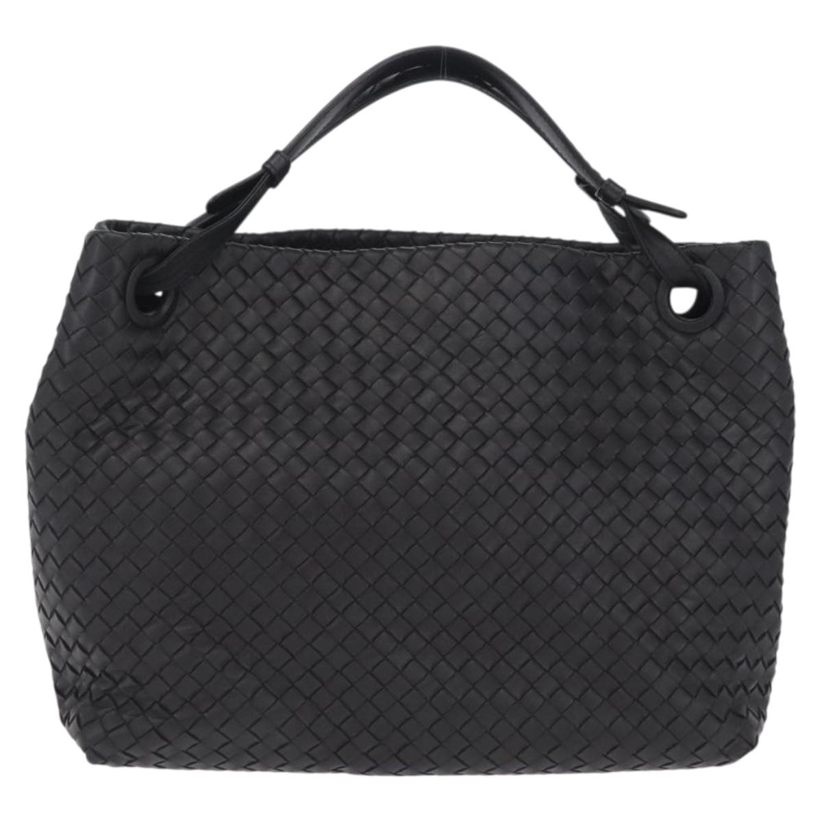 Bottega Veneta INTRECCIATO Garda Hand Bag Leather Black Auth am13078V