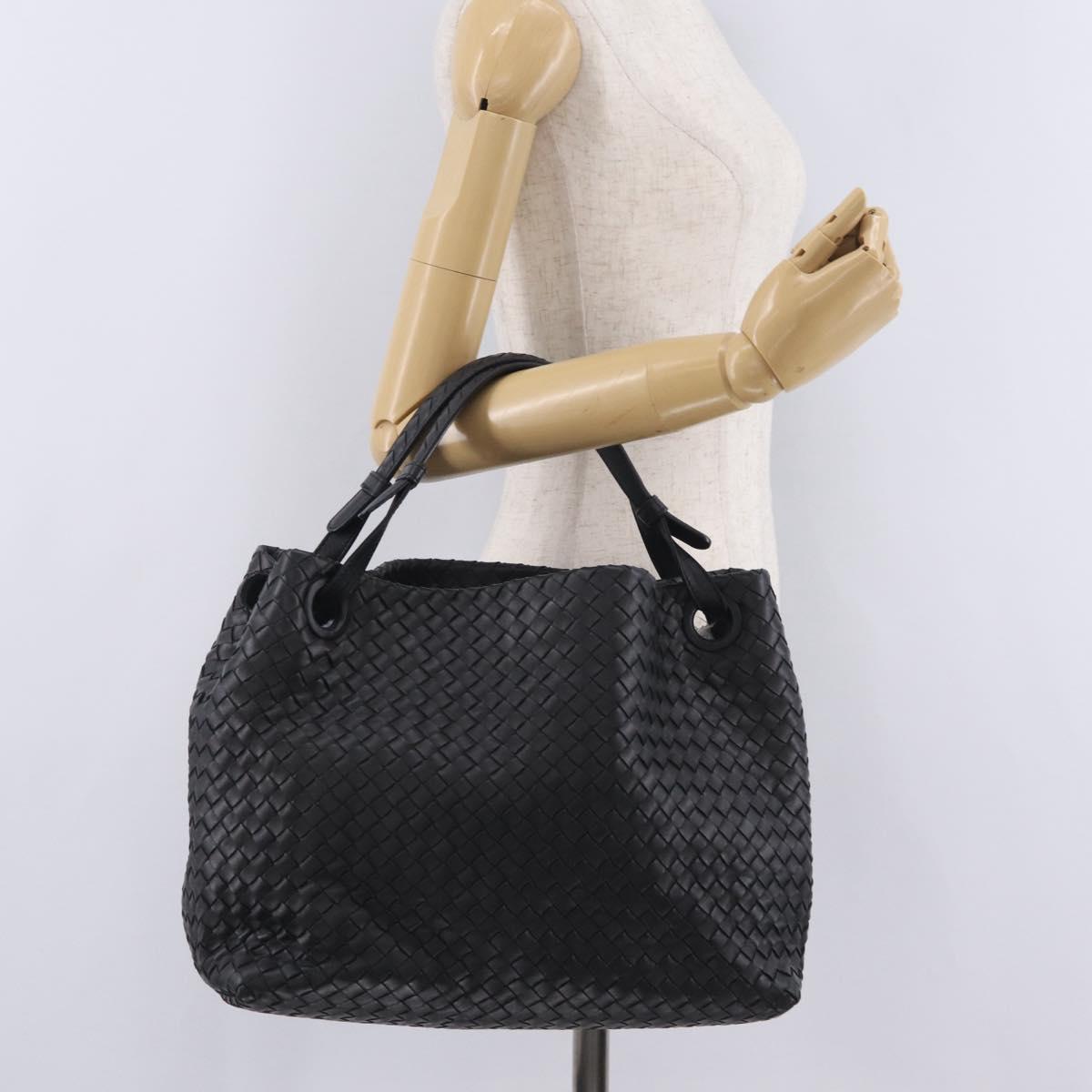 Bottega Veneta INTRECCIATO Garda Hand Bag Leather Black Auth am13078V