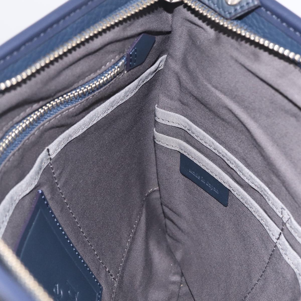 Vivienne Westwood Clutch Bag Leather Navy Silver Auth am13080V