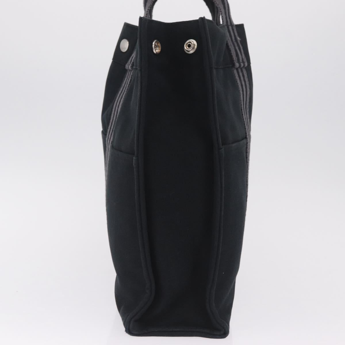 HERMES Fourre Tout MM Hand Bag Canvas Black Silver Auth am13081A