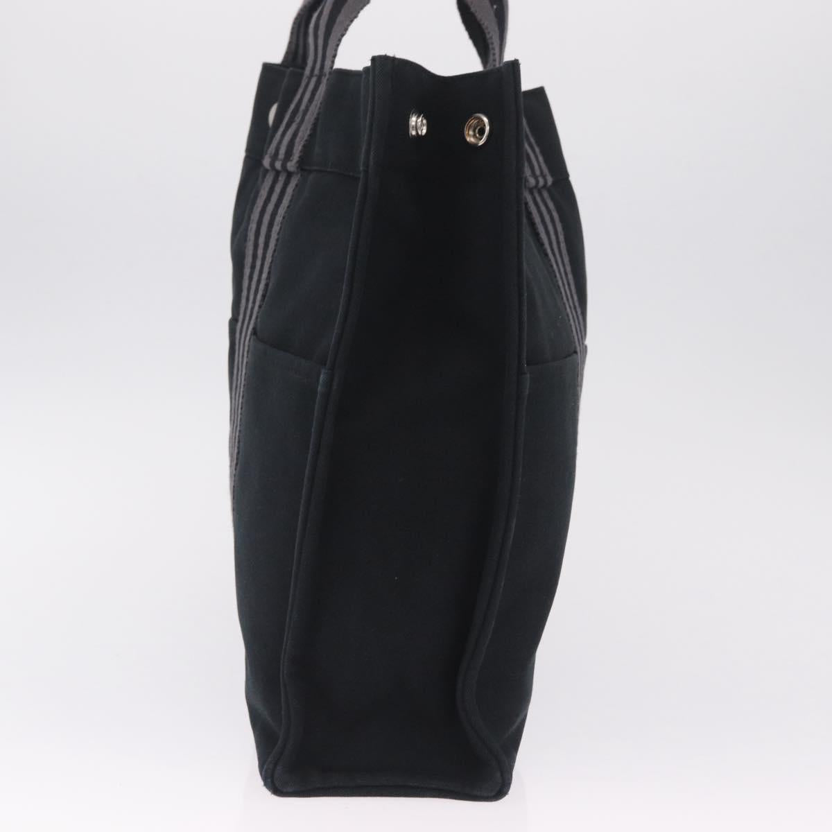 HERMES Fourre Tout MM Hand Bag Canvas Black Silver Auth am13081A