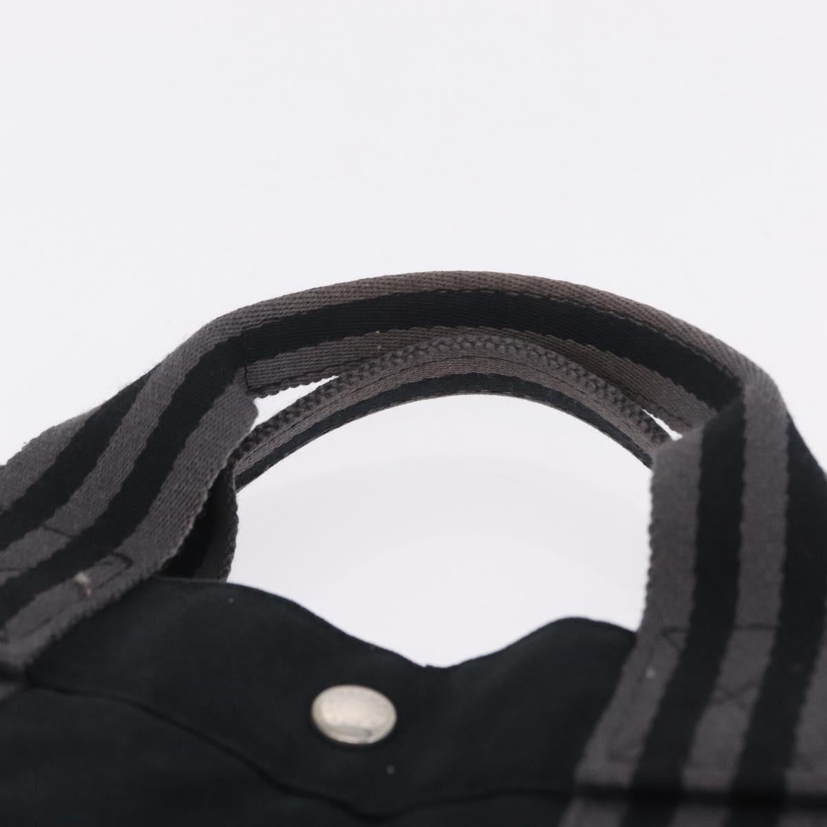 HERMES Fourre Tout MM Hand Bag Canvas Black Silver Auth am13081A