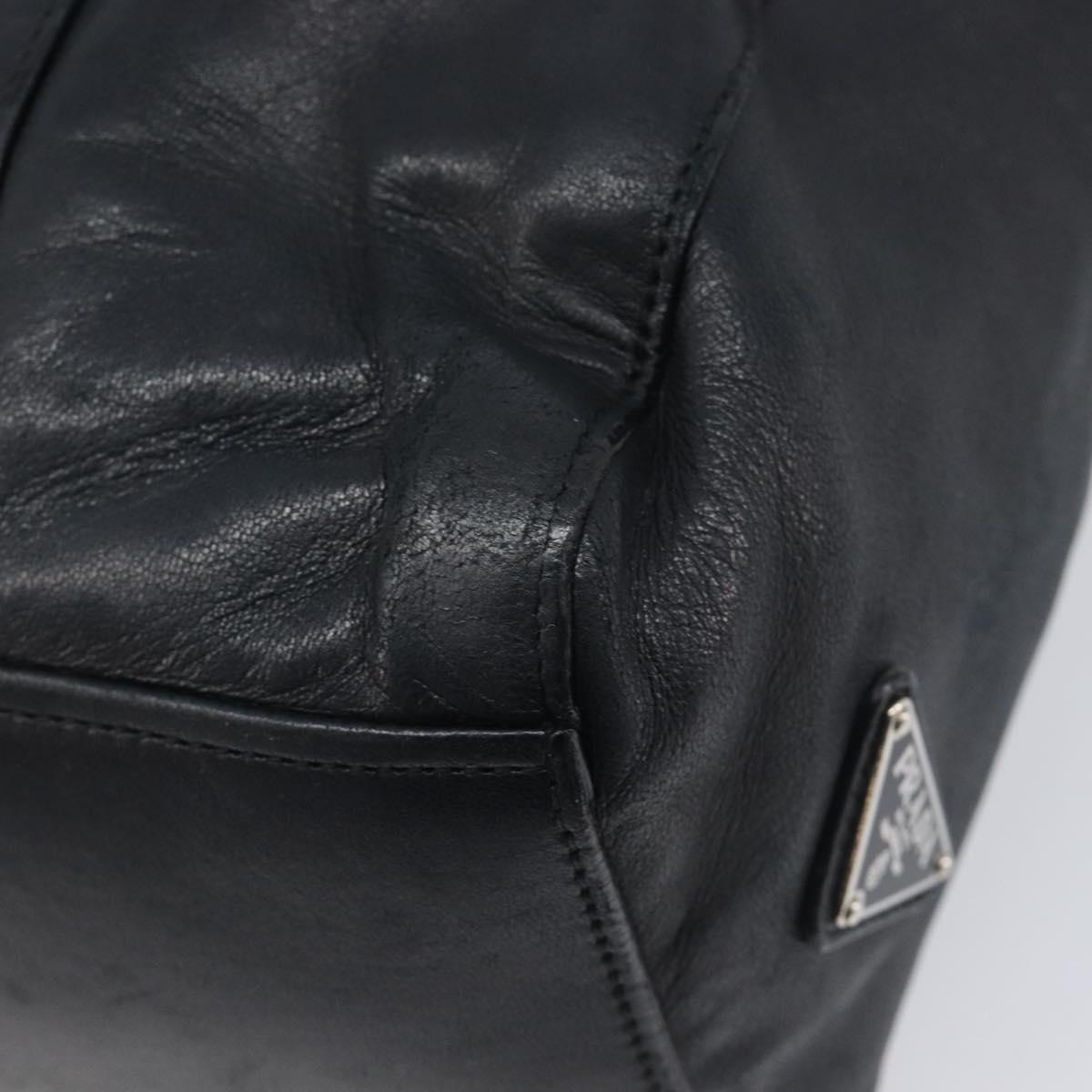 PRADA Ready Lock Shoulder Bag Leather Black Silver BR3282 Auth am13083V