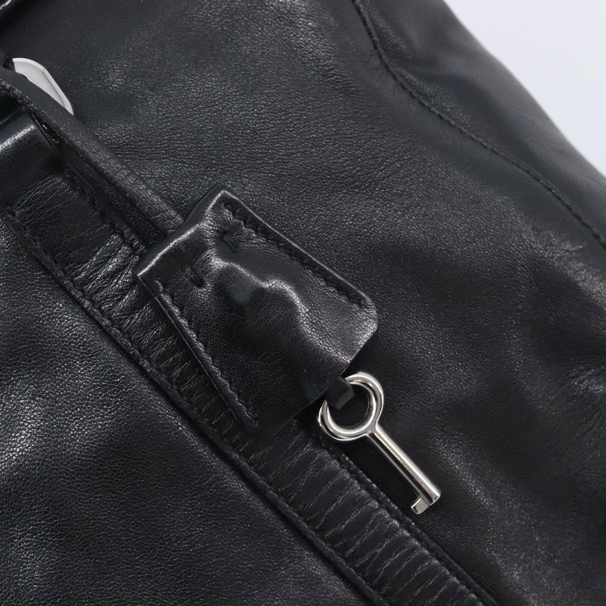 PRADA Ready Lock Shoulder Bag Leather Black Silver BR3282 Auth am13083V
