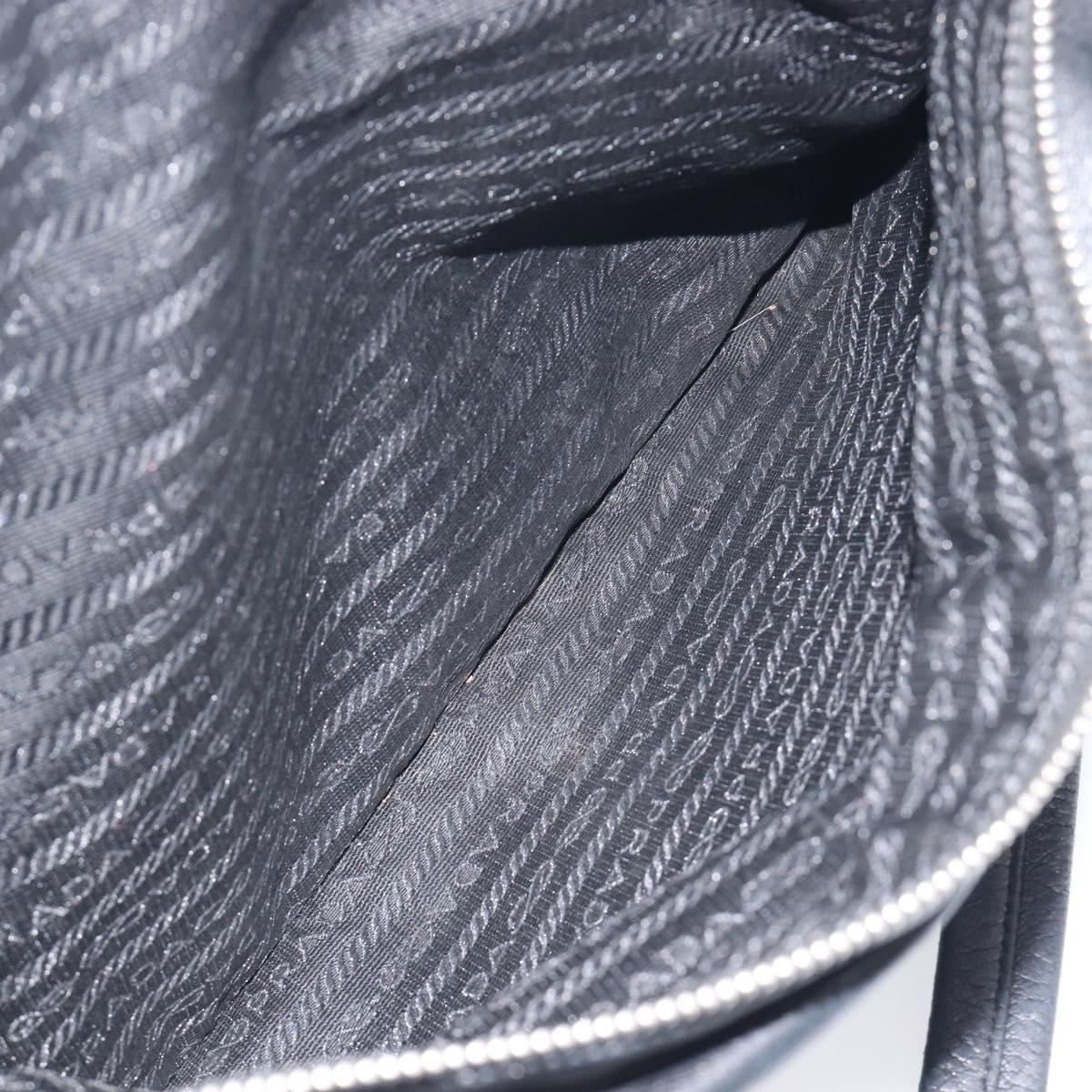 PRADA Ready Lock Shoulder Bag Leather Black Silver BR3282 Auth am13083V