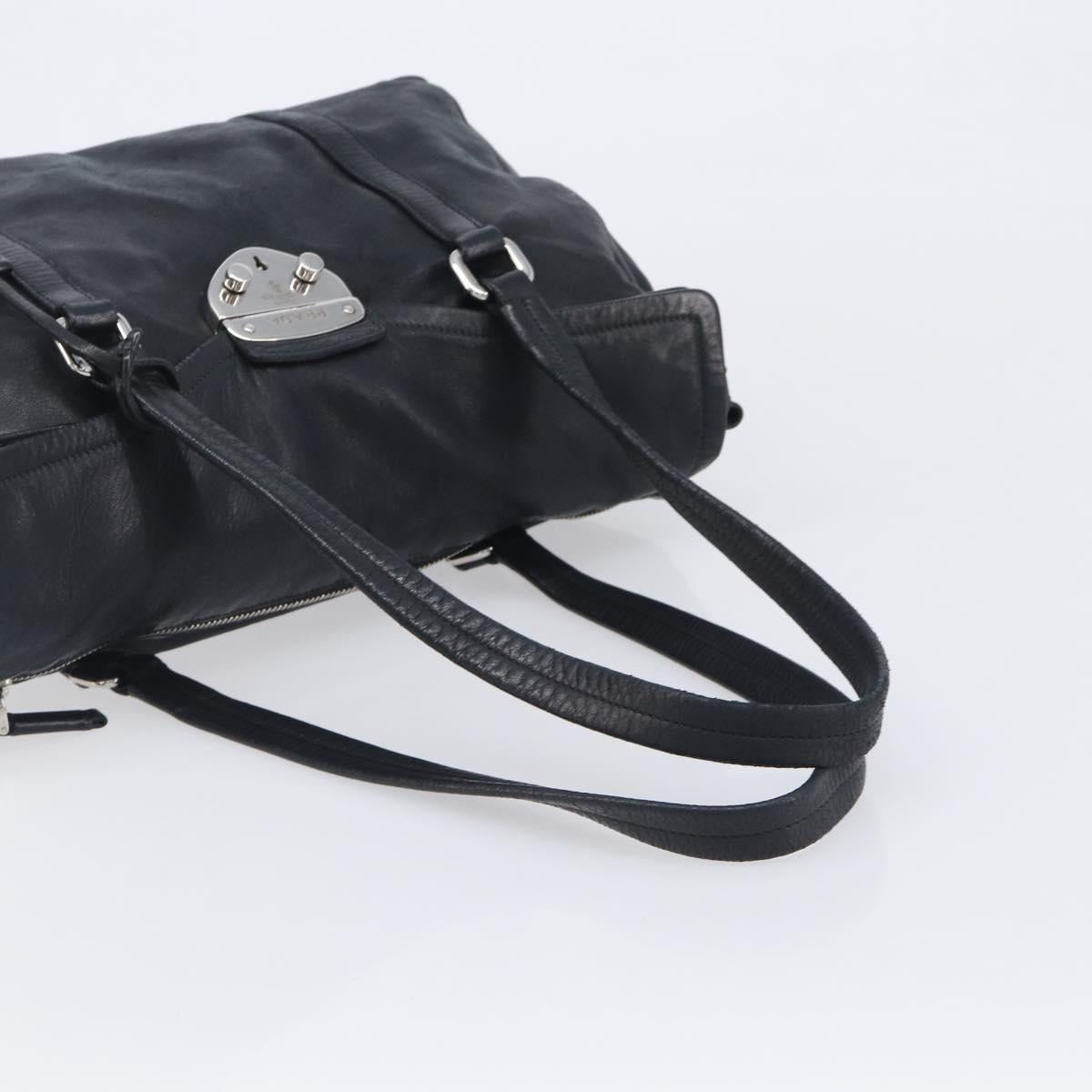 PRADA Ready Lock Shoulder Bag Leather Black Silver BR3282 Auth am13083V