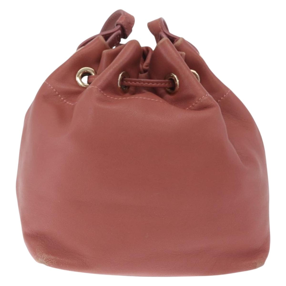 Jimmy Choo Juno Shoulder Bag Leather Pink Gold Tone Auth am13084A